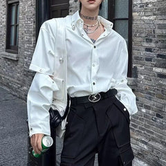 HEARUJOY  -  Men Shirt Y2k Arm Stitching Casual Shirt Streetwear Fashion Designer Niche Luxury Long Sleeve Tops Old Money Men'S Clothing