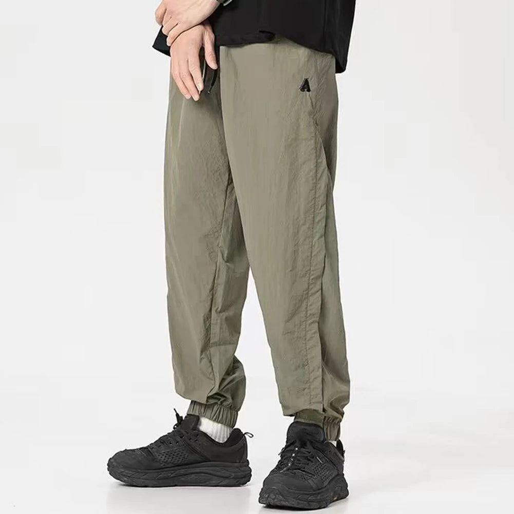 HEARUJOY  -  Men Multi Pocket Cargo Pants Casual Loose Trousers Thin Sport Simple Solid Color Medium Waist Shorts