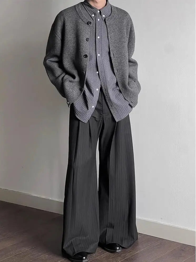 HEARUJOY  -  Autumn Winter Lazy Sle Soft Woolen Camere Knitted Sweater Men's Korean Version High-End Feeling Open Cardigan Outerwear