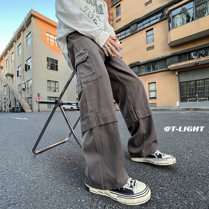 Hearujoy Hip Hop Tooling Pants Men Multi Pockets Cargo Pants Trousers Women Mens Streetwear Casual Pants Straight Loose Joggers Overalls