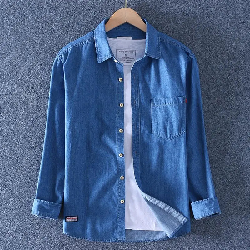 HEARUJOY  -  Light Color Long-sleeved Shirt Men Denim Cardigan Spring and Autumn New Casual Loose Thin Jacket Trendy