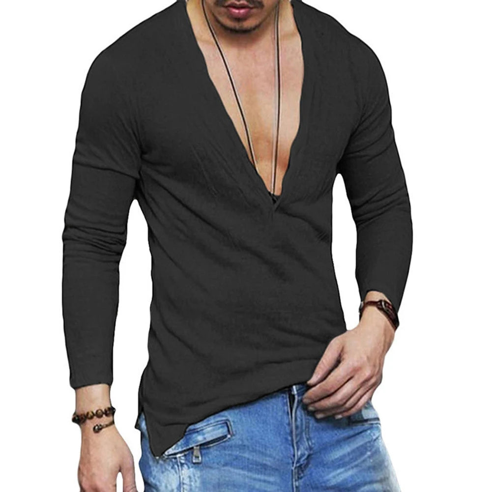 HEARUJOY  -  Comfy Hot Mens Top T-shirt Casual Comfortable Daily Holiday Long Sleeve Muscle Party Plain Polyester Regular Slim