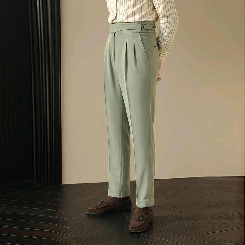 HEARUJOY  -  Men's Light Luxury Fitting Well Draped Baggy Suit Pants Casual Button-down Solid Color Straight Premium Elegant Dress Pants