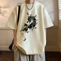 HEARUJOY  -  Man Tee Shirts Cotton Oversized O Neck Watercolor T Shirt for Men Luxury High Quality Cool New In Cheap Clothes Party Summer Top
