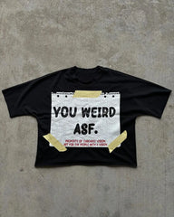 Hearujoy Harajuku adhesive tape print oversized t shirt gothic cotton shirts Couples street graphic y2k tops goth women clothes