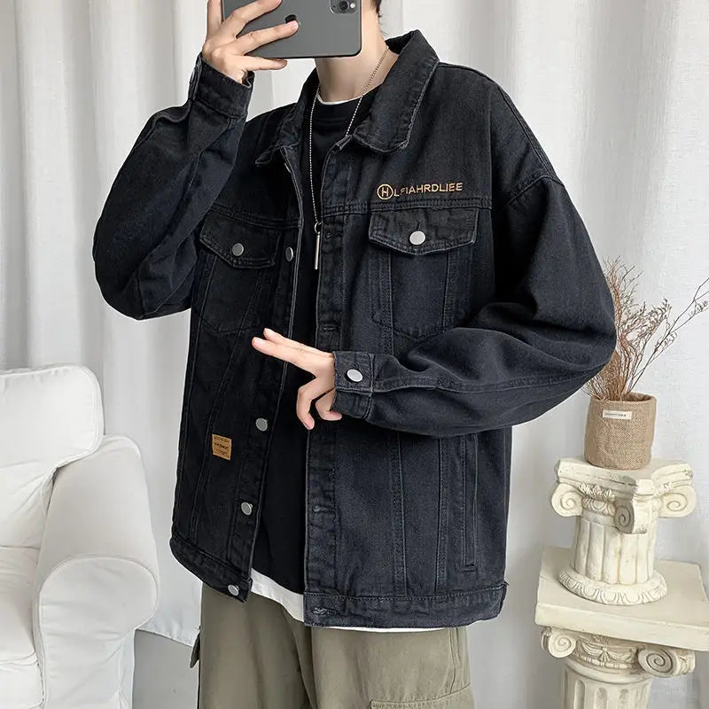 HEARUJOY  -  Denim Handsomet Autumn Men's Trendy Ins Versatile Loose Jacket Top