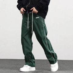 HEARUJOY  -  Men's New Woven Trousers High Street Trend Retro Casual Cuff Long Pants
