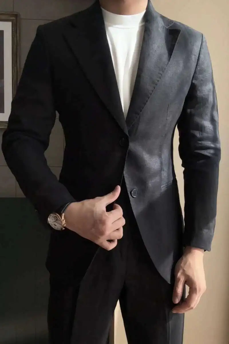 HEARUJOY  -  High Quality Linen Blend Business Dress Suit Wedding Suit Men Versatile Casual Office Party Prom Costume Homme Men Tuxedo Suit