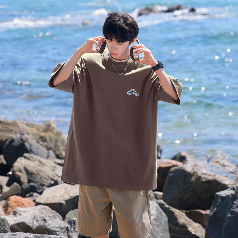 HEARUJOY  -  T Shirt Oversized Cotton For Men 5XL White Men's Letter Print T-shirts Men Casual Wear Summer Tee Shirts Big Size Clothing
