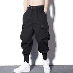 Hearujoy Loose Harem Pants Men Functional Cargo Trouser Hip Hop Outdoor Casual Ankle Length Pants Fashion Streewear Big Size Men Clothes