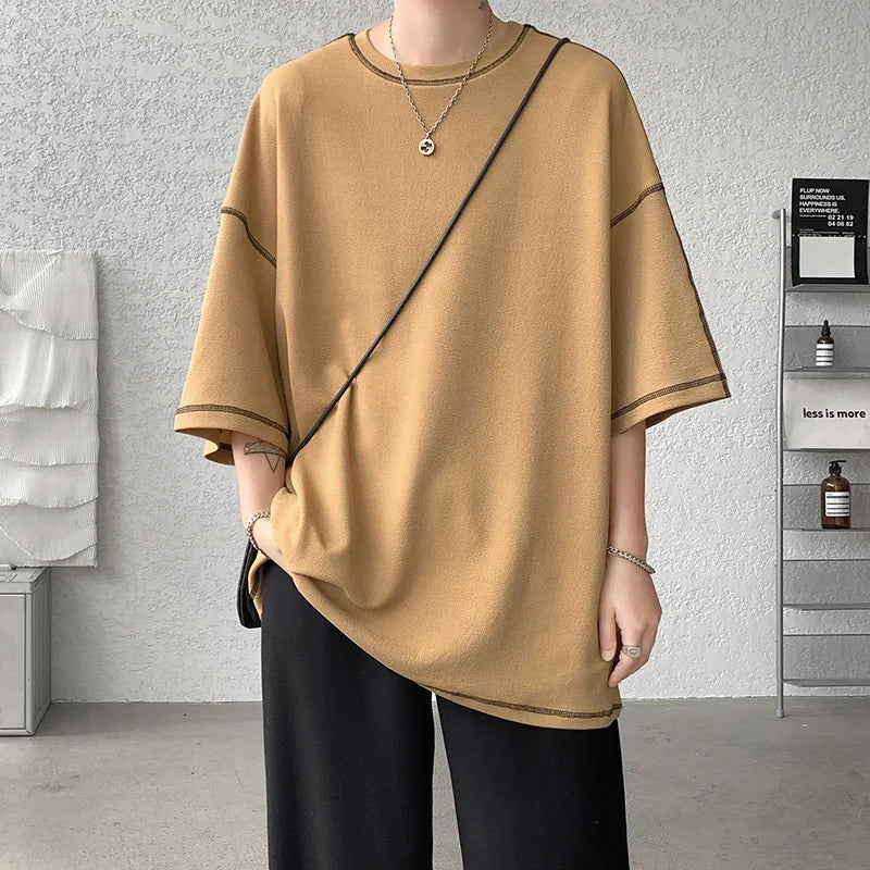 HEARUJOY  -  Summer Short Sleeve T-shirt Men Fashion Casual White Oversized T Shirt Men Streetwear Hip Hop Loose O-Neck Tshirt Mens Top S-2XL