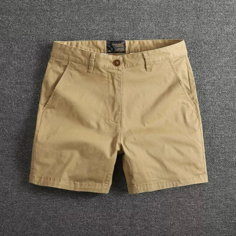 HEARUJOY  -  Summer New Quarter Length Shorts Men Casual Slim Fit Straight Cargo Shorts Stretch Three Quarter Beach Shorts