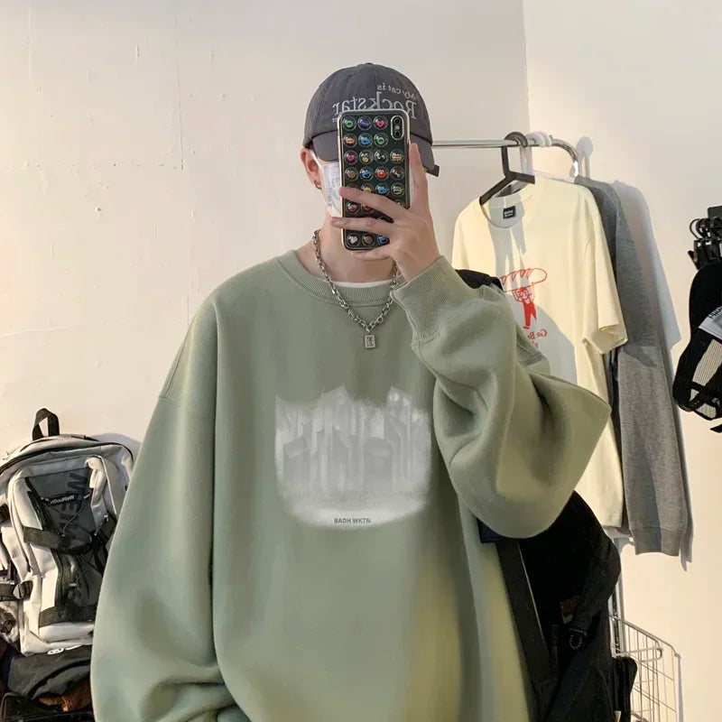 HEARUJOY  -  Men's Oversized Hoodie White 5XL Fashion Hoodies Oversize for Men Funny Print Man Casual Wear Hoody Male Sweatshirt
