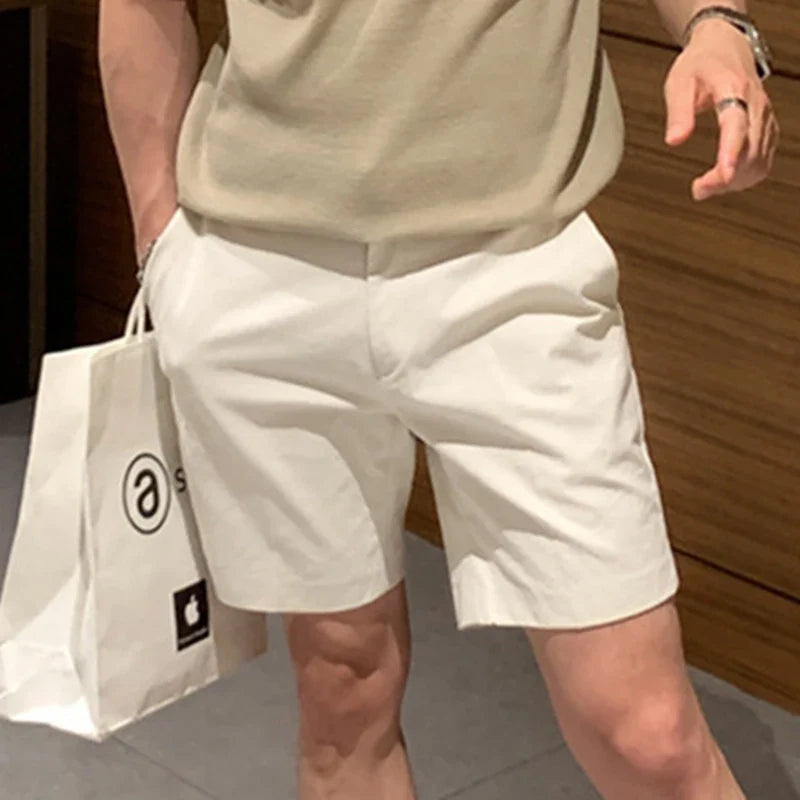 Hearujoy Korean Style Men's Casual Shorts Summer New Zippers Pockets Bottoms Solid Color Straight Menwear Stylish 9C6471