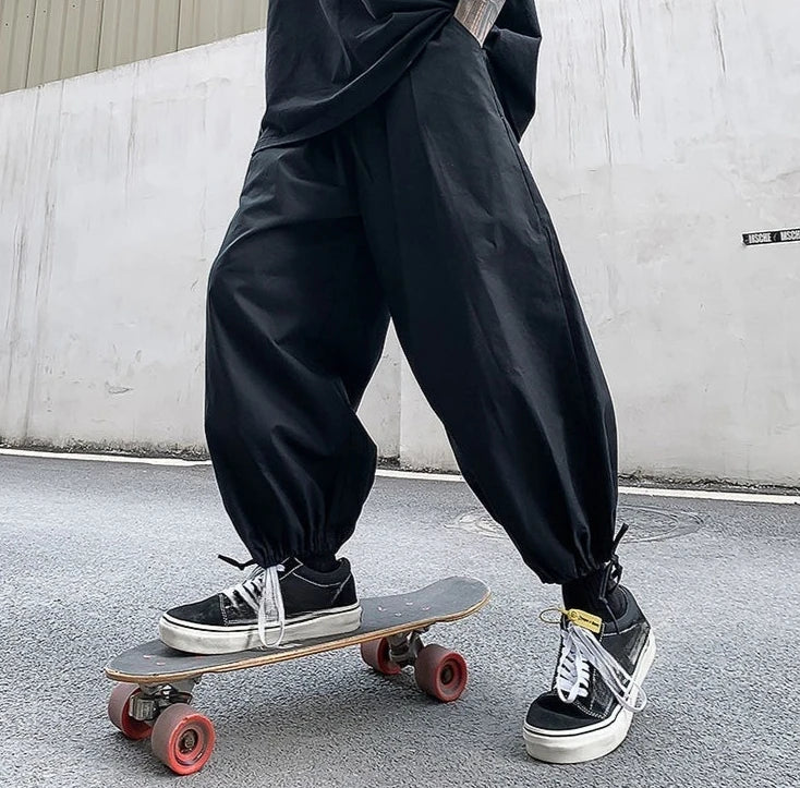 HEARUJOY  -  Solid Color Loose Thin Men's Casual Wide-leg Pants Summer High Quality Slacks Fashion 2025 Cotton Xxxl Y2k Male Cropped Trousers