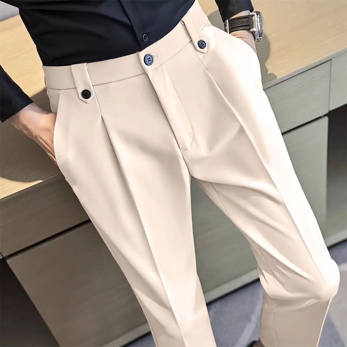 HEARUJOY  -  New Casual Business Trousers Trendy Slim Men's Korean Version Nine Points Pants