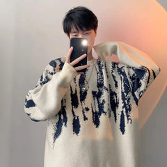 Hearujoy Tie Dye Sweater Men's New Style American Loose and Lazy Trendy Brand Youth Casual