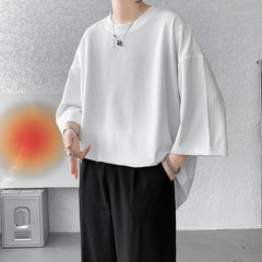 Hearujoy High Quality Men Oversized Ice Silk T Shirts Summer Mens Half Sleeve Fashions Harajuku T-Shirt Male Solid Simple Daily Tees