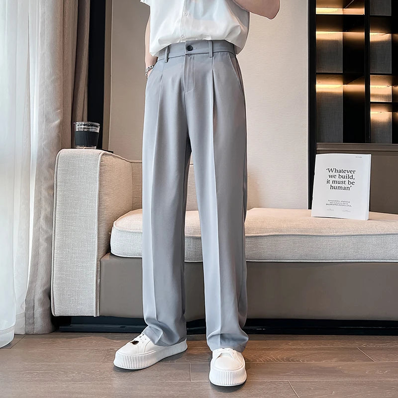 HEARUJOY  -  Black Suit Pants Men Slim Fit Social Mens White Dress Pants Korean Straight Pants Mens Office Formal Trousers Large Size 5XL