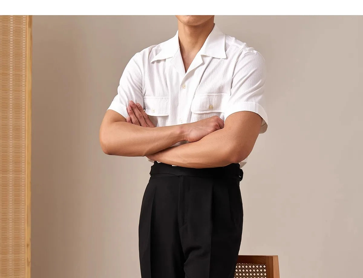 HEARUJOY  -  Men's Light Luxury Fitting Well Draped Baggy Suit Pants Casual Button-down Solid Color Straight Premium Elegant Dress Pants