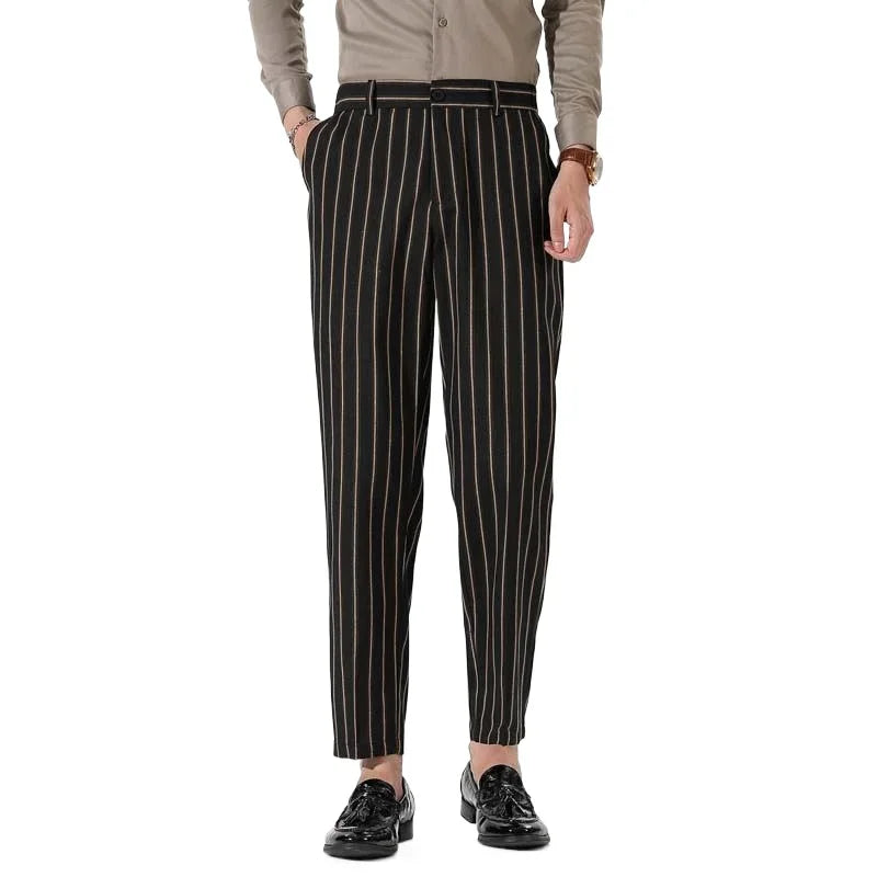 HEARUJOY  -  Men's Spring and Fall New Fashion Striped Business Casual Nine Straight Leg Suit Pants