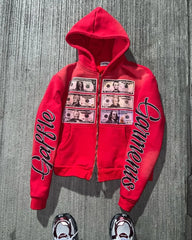 Hearujoy Fashion trend brand Streetwear Oversized zipper hoodie Men letter Print coat Couple Harajuku Hip Hop Gothic sweatshirt jacket