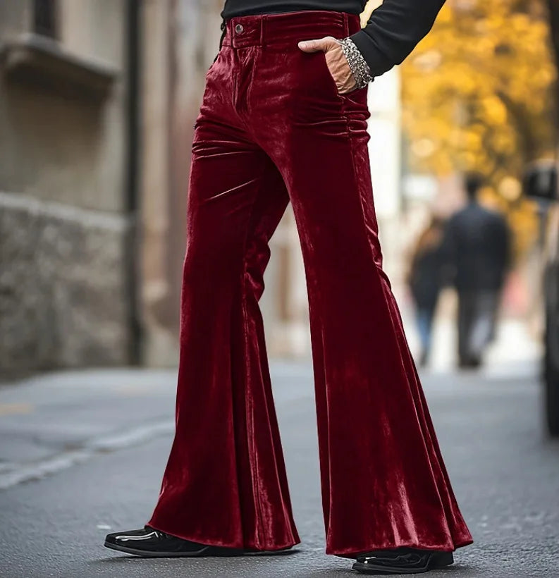 HEARUJOY  -  Men's Velvet Pants with Pockets, Solid Color Comfortable Soft, Daily Wear Fashionable Street-style Trousers
