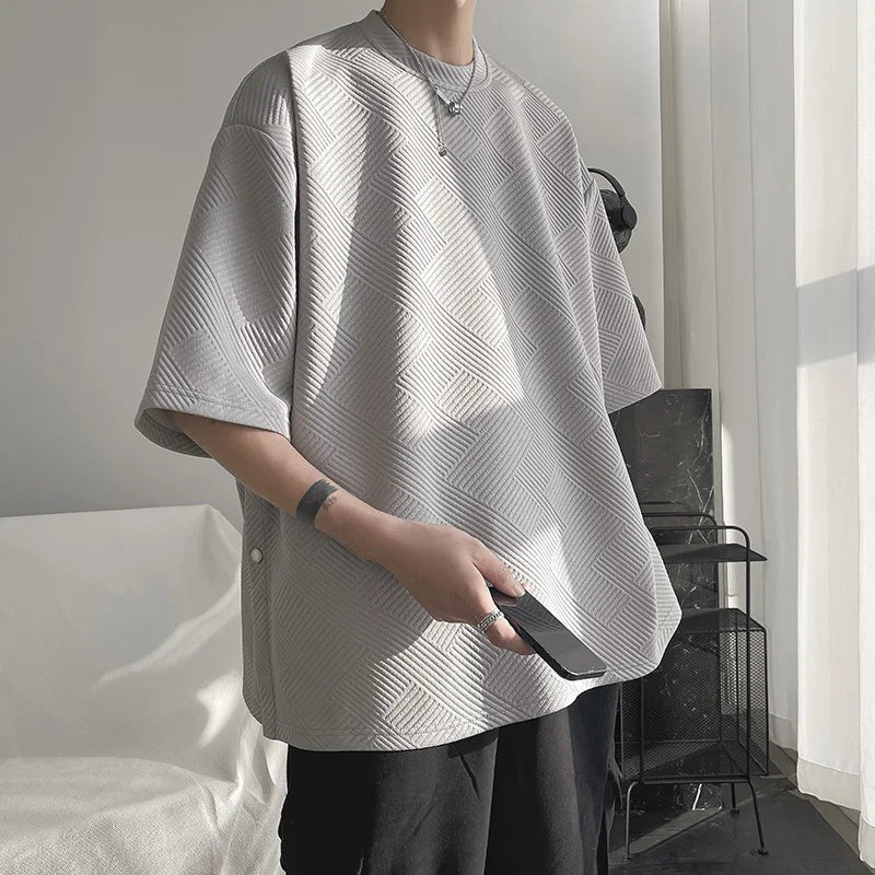 HEARUJOY  -  Summer Short Sleeved T-shirt Men Oversized Fashion Casual Round Neck T Shirt Men Streetwear Hip-hop Loose T Shirt Mens Top M-3XL