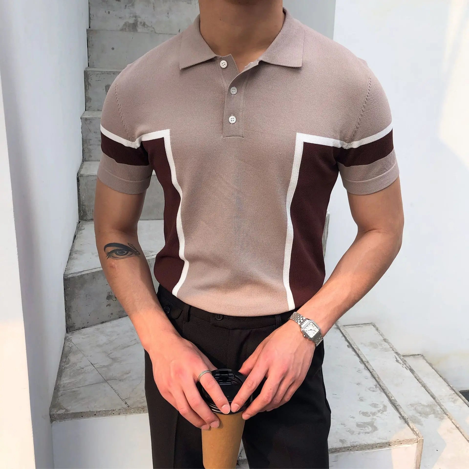 HEARUJOY  -  Summer Cotton Men Polo Shirt Business Casual Turn-down Collar Button-up Tees Fashion Flocking Tshirts Top Lce Silk Fabric Blouse