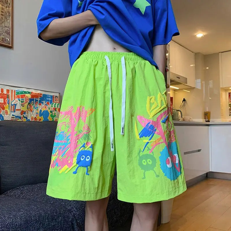 HEARUJOY  -  Men's Ice Silk Shorts Summer Lightweight Quick-Drying Beach Casual Relaxed Fit Sportswear