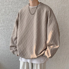 HEARUJOY  -  American Style Men's Crew Neck Sweatshirt Basic Pullover Harajuku Sweatshirt Long Sleeve T-shirt Fashion Men's Clothing 5XL