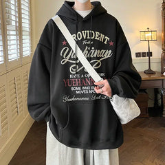 HEARUJOY  -  Men's Oversized Hoodie White With Hat 5XL Funny Hoodies Oversize for Men Letter Print Man Casual Wear Hoody Male Sweatshirt