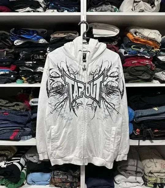 Hearujoy Hip hop punk street wear men zipper hoodie matching color patterned jacket Harajuku Gothic retro trend women sweatshirt