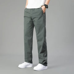 HEARUJOY  -  5XL 6XL Big Size 100% Cotton Men's Cargo Pants Casual Loose Straight Pants Cotton Long Trousers Zipper Pockets Jogger Pants Men