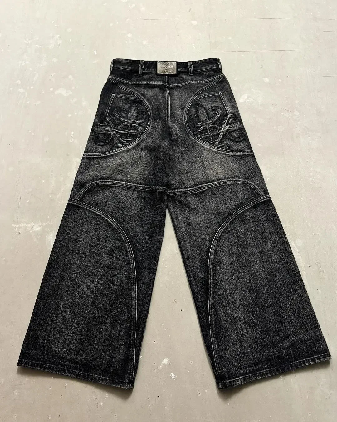 Hearujoy Y2K Harajuku Gray Spliced Washed Jeans Men's Gothic Style Street Trend Clothing Retro Loose Wide Leg Pants Autumn Baggy Jeans
