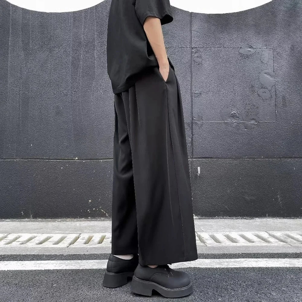 HEARUJOY  -  Dark Gothic Plain Skirt Pants Genderless Spring Y2k Japanese Streetwear Daily Comfortable Samurai Pants Hakama Unisex