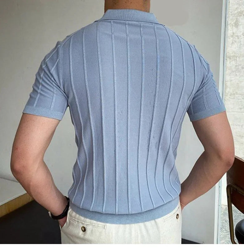 HEARUJOY  -  Men's Short-Sleeved Polo Shirt with Lapel Collar, Business Casual Style, Pure Color Sweater, New Fashionable Design, Plus Size