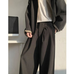HEARUJOY  -  Suit Pants Men Society Mens Black Dress Pants Korean Loose Casual Wide Leg Pants Mens Office Formal Trousers Plus Size 5XL