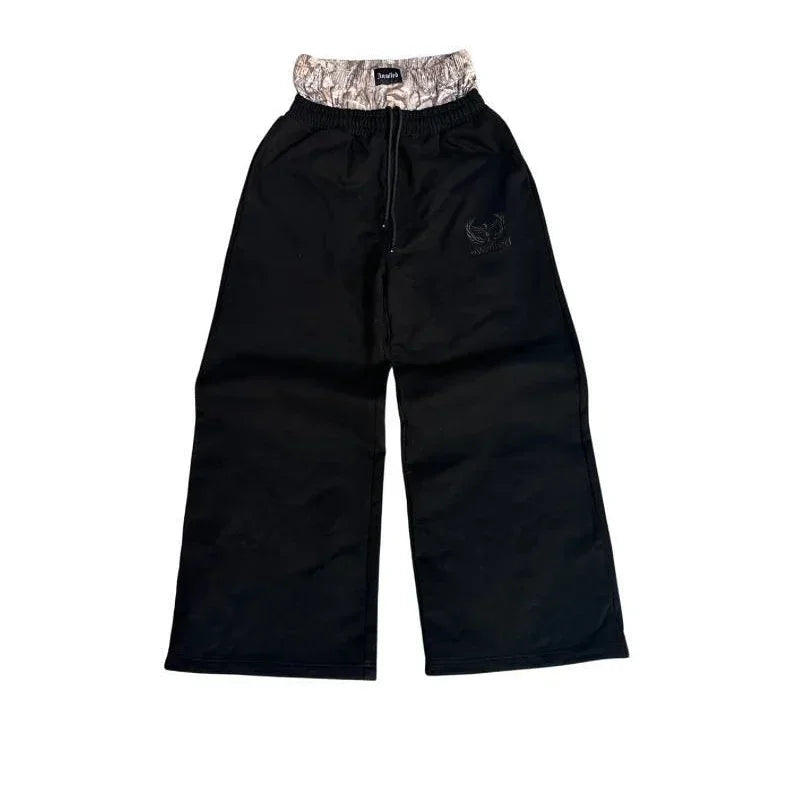 Hearujoy Y2K retro hip hop camouflage high waisted wide leg Embroidered men sweatpants Harajuku fashion street women baggy pants