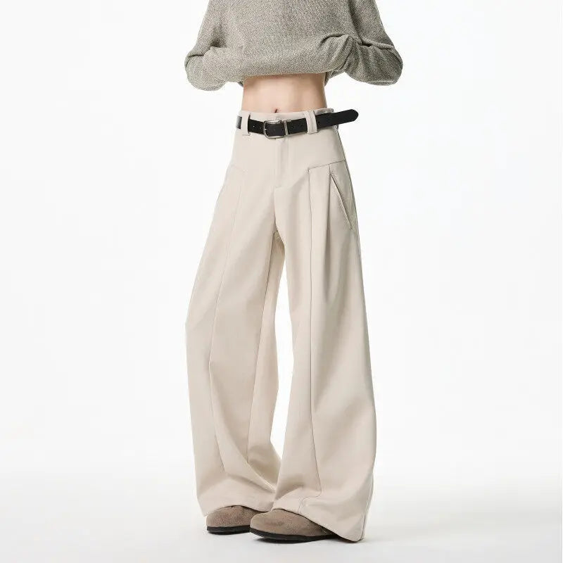 HEARUJOY  -  Apricot Suit Pants Men Society Mens Black Dress Pants Korean Loose Wide Leg Pants Mens Office Formal Trousers Large Size 4XL