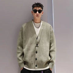 Hearujoy Knit Cardigan Male Korean Style Sweater Coat Men Old Money Autumn Winter Loose Casual Men's Long Sleeve Streetwear