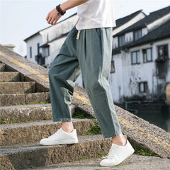 Hearujoy Linen Wide Men Pants New Korean Trousers Oversize Linens Streetwear Male Spring Summer Pants Casual Men Clothing Sweatpants