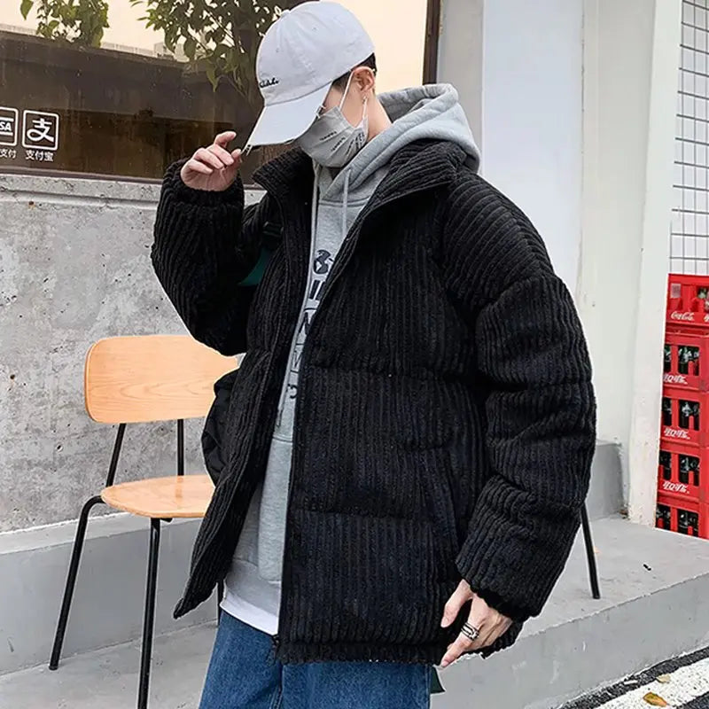 HEARUJOY  -  Winter Jacket Men Parkas Thicken Warm Coat Stand Collar Oversize Parkas Korean Style Male Padded Coat Warm Jackets Harajuku