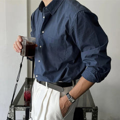 HEARUJOY  -  New Luxury Textured Business Men Shirts Leisure Solid Color Long Sleeve Korean Popular Men's Clothing High Quality Cardigan Tops