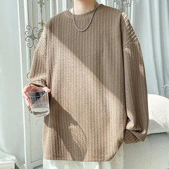 HEARUJOY  -  New Oversized Pullover Solid Color Spring Autumn New Men's Sweatshirts Hoodies Harajuku Crewneck Tees Unisex Tops Mens Clothing