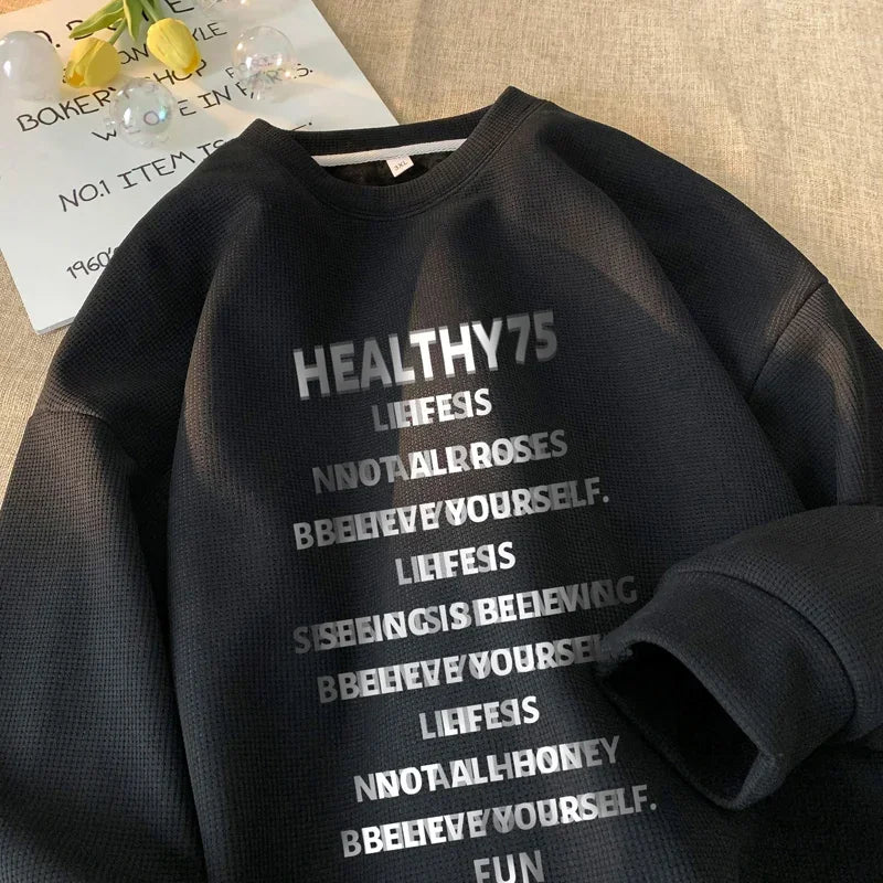 HEARUJOY  -  Men's Oversized Hoodie White Walf Checks Hoodies Oversize for Men Letter Print 5XL Man Casual Wear Hoody Male Sweatshirt