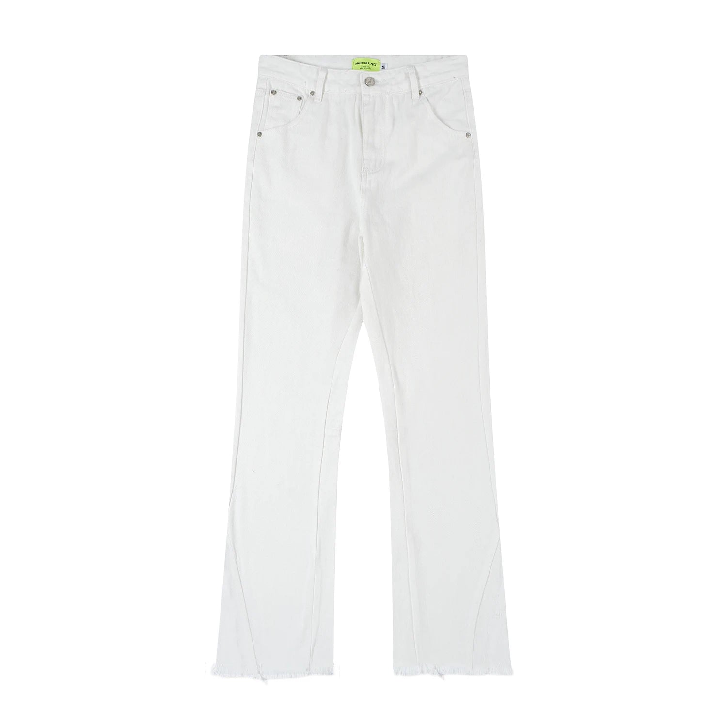 Hearujoy High Street Micro Flare Denim Pants Slim White Jeans Overall Men's Fashion Casual Vibe Relaxed Solid Color Washing Jeans Pants