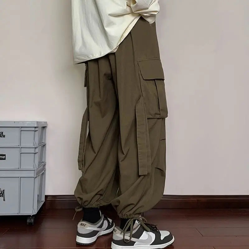 HEARUJOY  -  Mens Loose Fit Cargo Pants Hip Hop Streetwear Casual Sports Pants For All Seasons