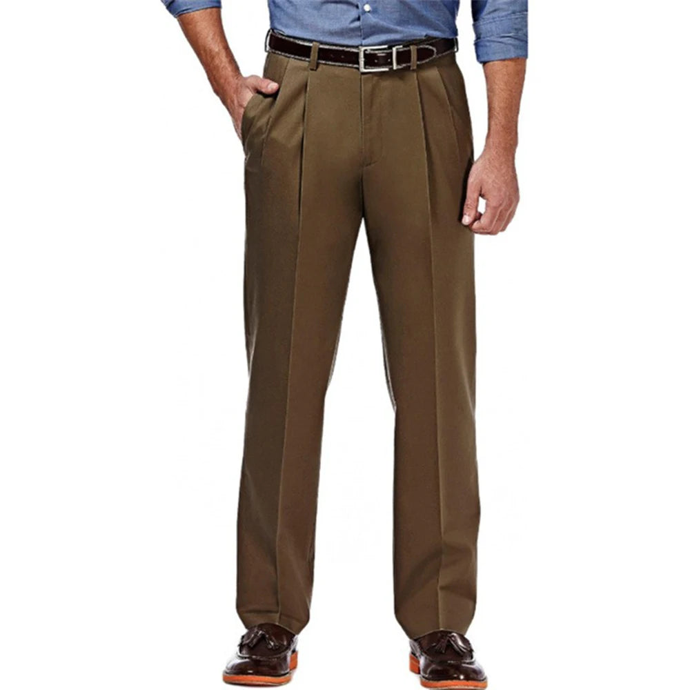 HEARUJOY  -  Mens Formal Straight Pants Classic Business Casual Pants Commuting British Elegant Regular Male Trousers Men'S Clothing 2025