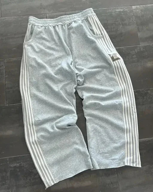 Hearujoy Y2K retro fashion simple striped casual pants for men and women Harajuku straight pants high waist loose hip hop sweatpants